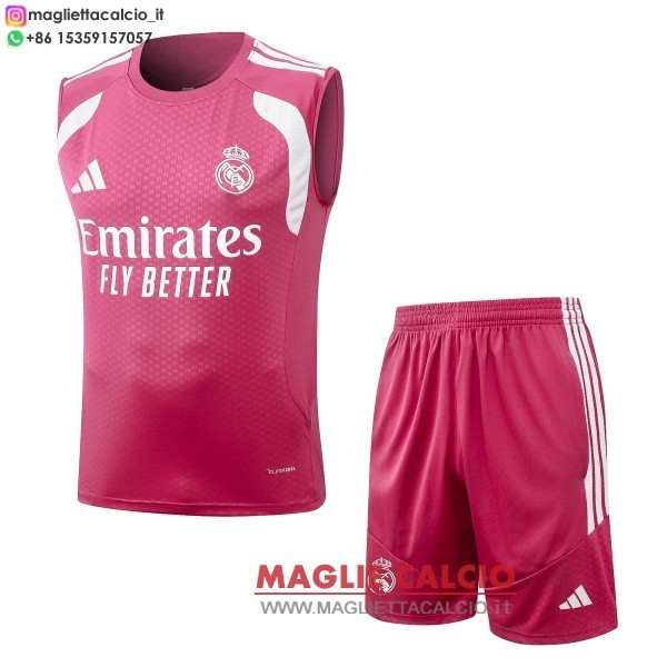 nuova formazione senza maniche divisione maglietta set completo real madrid 2026-2027 rosa bianco