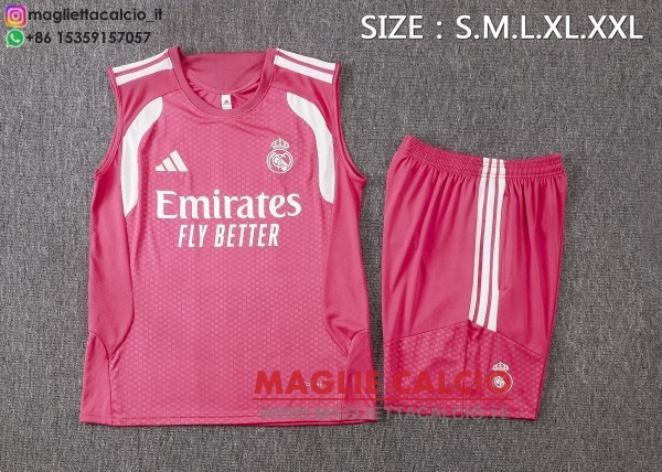 nuova formazione senza maniche divisione maglietta set completo real madrid 2026-2027 rosa bianco