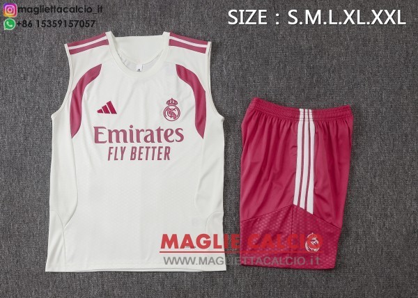 nuova formazione senza maniche divisione maglietta set completo real madrid 2026-2027 rosa giallo