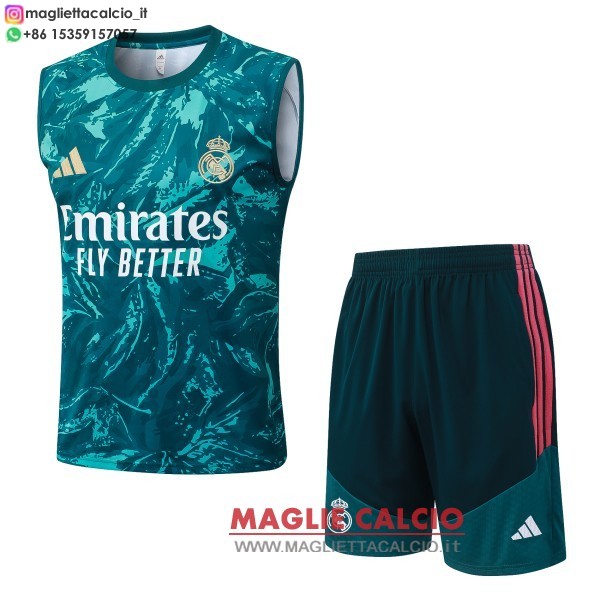 nuova formazione senza maniche divisione maglietta set completo real madrid 2026-2027 verde bianco rosa