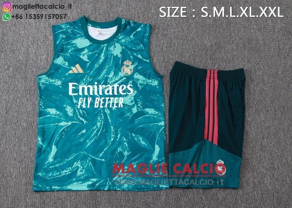 nuova formazione senza maniche divisione maglietta set completo real madrid 2026-2027 verde bianco rosa