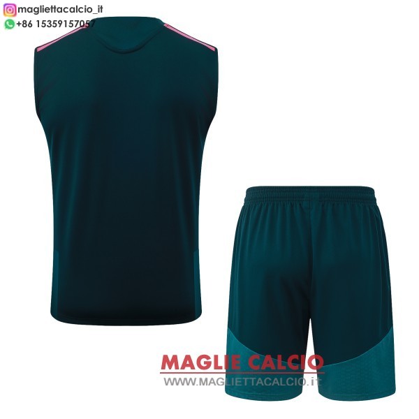 nuova formazione senza maniche divisione maglietta set completo real madrid 2026-2027 verde navy rosa