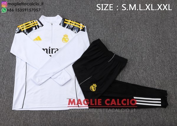 nuova real madrid 2025-insieme completo bianco amarill nero felpa da allenamento 2025-2026