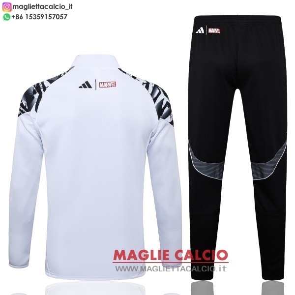 nuova real madrid insieme completo bianco giallo nero giacca lunga zip 2025-2026