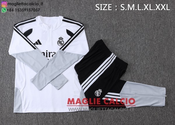 nuova real madrid insieme completo bianco grigio nero felpa da allenamento 2026-2027