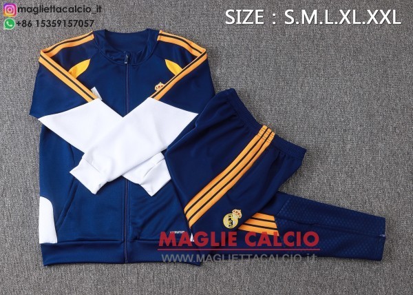 nuova real madrid insieme completo blu navy bianco giacca lunga zip 2026-2027