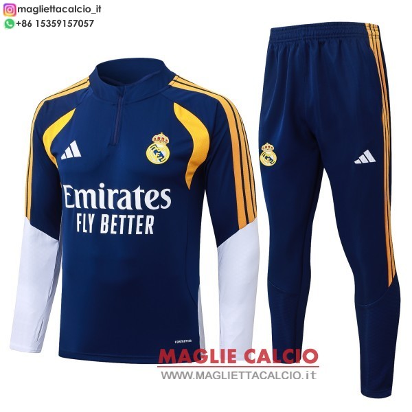 nuova real madrid insieme completo blu navy giallo bianco bambino felpa da allenamento 2026-2027