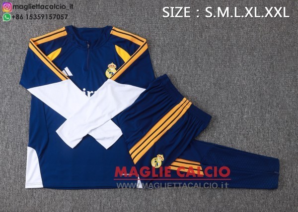 nuova real madrid insieme completo blu navy giallo bianco bambino felpa da allenamento 2026-2027