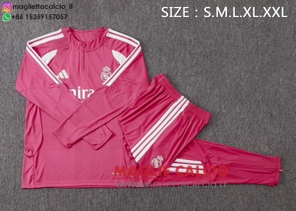 nuova real madrid insieme completo rosa bianco bambino felpa da allenamento 2026-2027