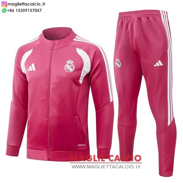 nuova real madrid insieme completo rosa bianco giacca lunga zip 2026-2027