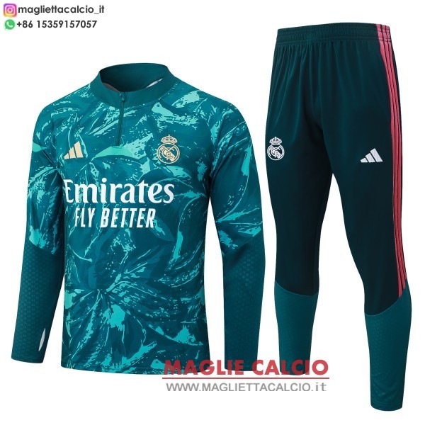nuova real madrid insieme completo verde bianco rosa bambino felpa da allenamento 2026-2027