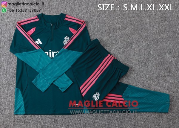 nuova real madrid insieme completo verde navy rosa bambino felpa da allenamento 2026-2027