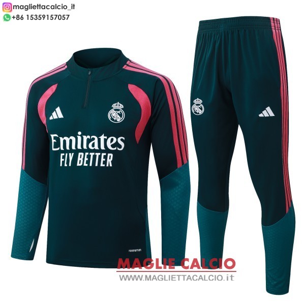 nuova real madrid insieme completo verde navy rosa felpa da allenamento 2026-2027