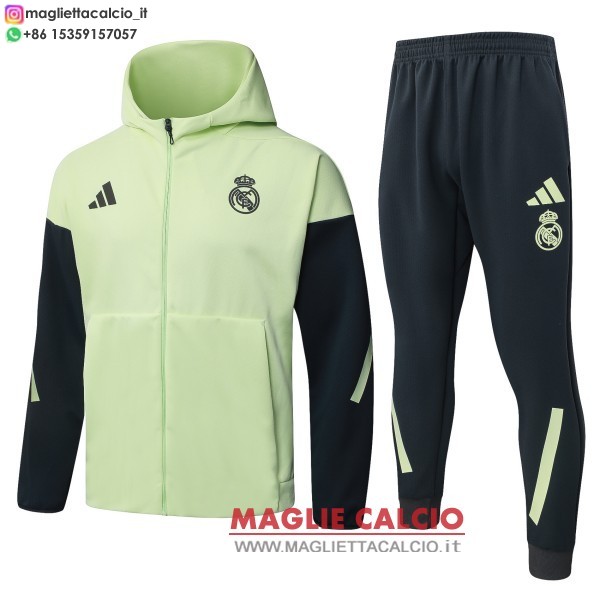 nuova real madrid verde grigio giacca felpa cappuccio 2025-2026