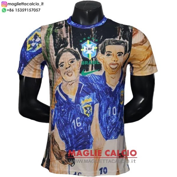 nuova speciale giocatori maglietta brasile 2026 blu nero