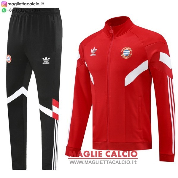 nuova bayern monaco insieme completo nero rosso bianco giacca lunga zip 2025-2026