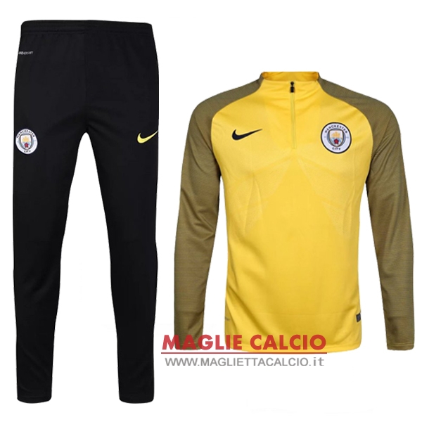 nuova manchester city insieme completo giallo nero giacca 2017-2018