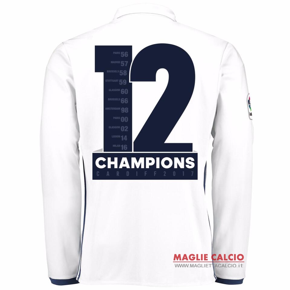nuova champions 12 prima magliette real madrid mancia lunga 2016-2017