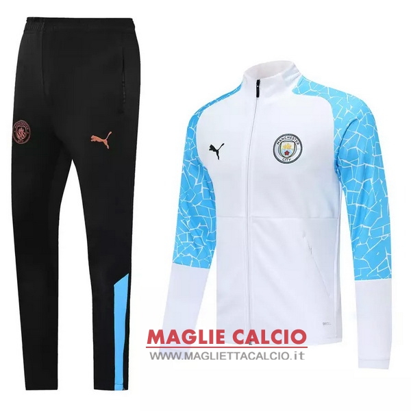 nuova manchester city insieme completo blu bianco giacca 2020-2021