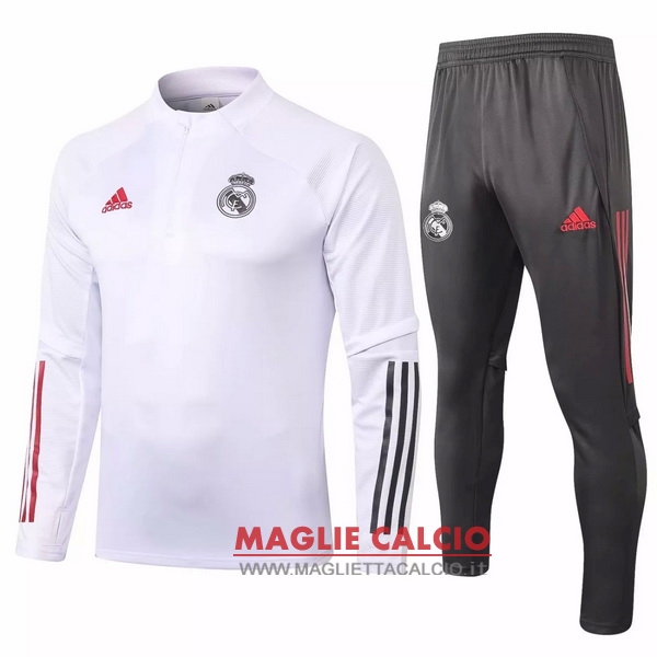 nuova real madrid insieme completo bianco grigio giacca 2020-2021