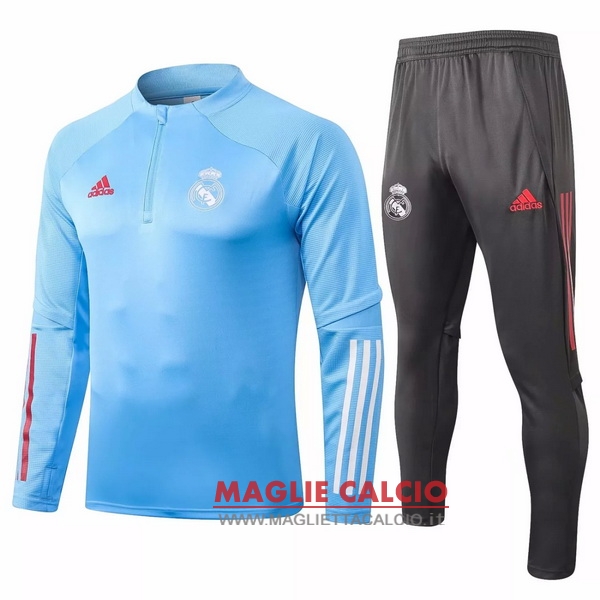 nuova real madrid insieme completo blu luce grigio giacca 2020-2021