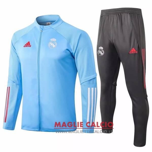 nuova real madrid insieme completo grigio blu luce giacca 2020-2021