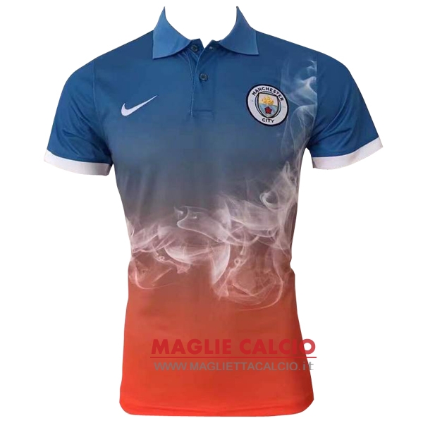 manchester city blu arancione magliette polo nuova 2017-2018