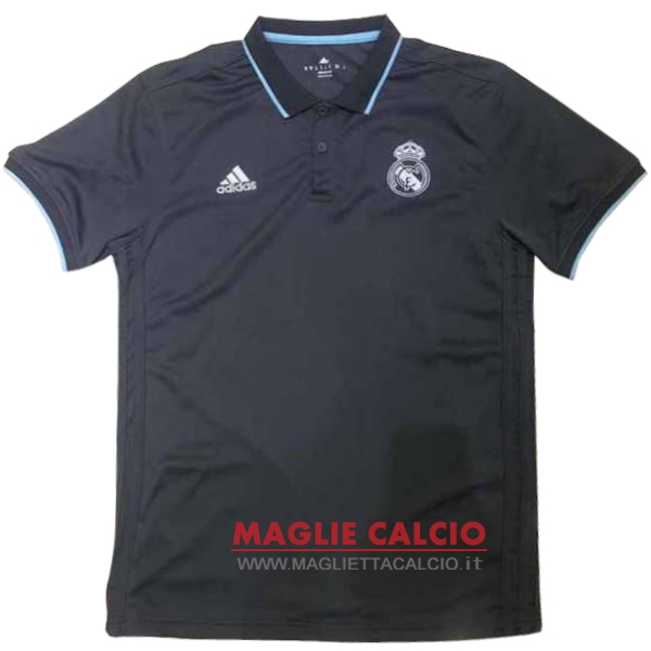 real madrid nero blu luce magliette polo nuova 2017-2018