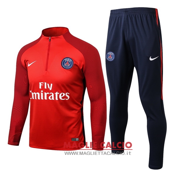 nuova paris saint germain insieme completo rosso giacca 2017-2018