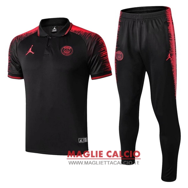 polo set completo maglia paris saint germain 2018-2019 nero rosa