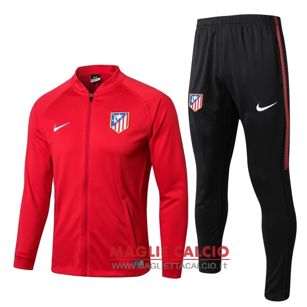 nuova atletico madrid insieme completo rosso nero giacca 2017-2018