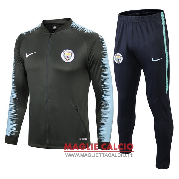 nuova manchester city insieme completo verde blu giacca 2018-2019