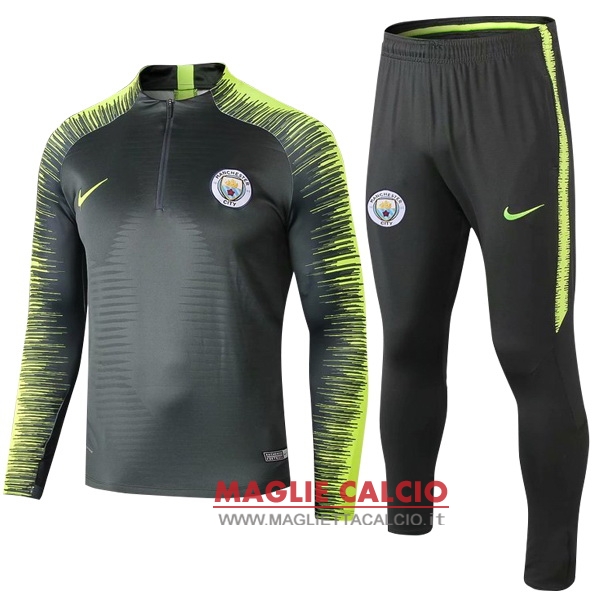 nuova manchester city insieme completo verde fluorescente giacca 2018-2019