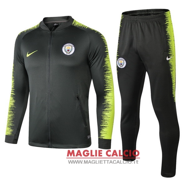 nuova manchester city insieme completo verde giallo giacca 2018-2019