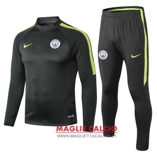 nuova manchester city insieme completo verde nero giacca 2018-2019