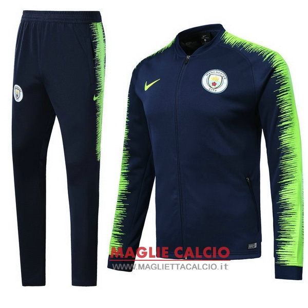 nuova manchester city insieme completo blu verde giacca 2018-2019