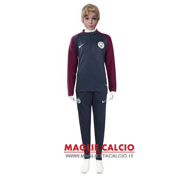 nuova manchester city insieme completo blu porpora bambino giacca 2017-2018