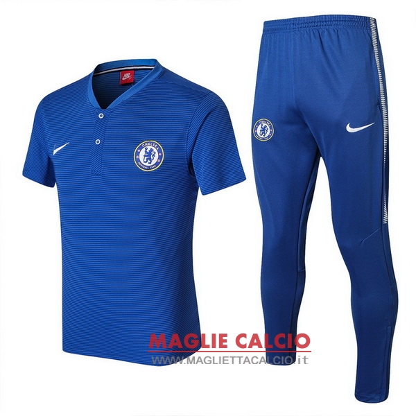 polo set completo maglia chelsea 2017-2018 blu