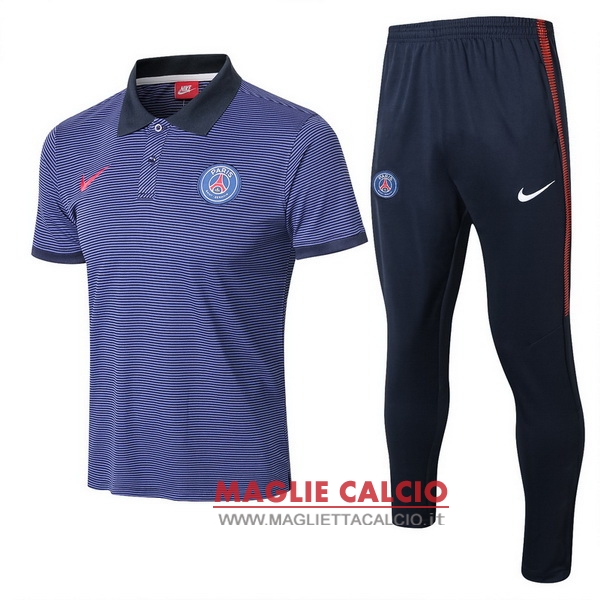 polo set completo maglia paris saint germain 2017-2018 blu