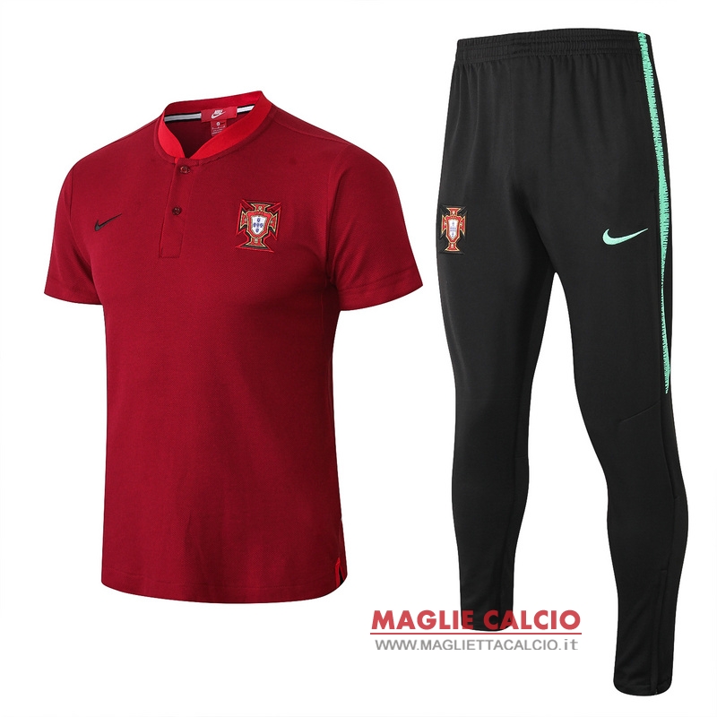 polo set completo maglia portugal 2018 rosso