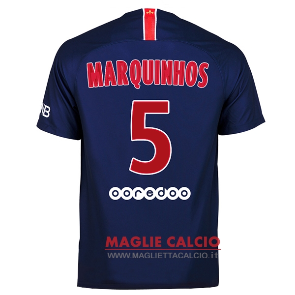 nuova maglietta paris saint germain 2018-2019 marquinhos 5 prima