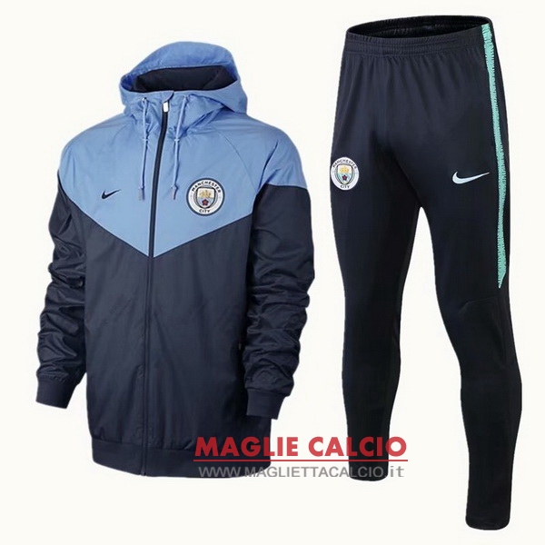 nuova manchester city insieme completo blu navy giacca a vento 2018-2019