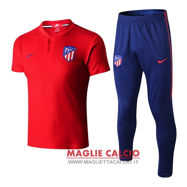 polo set completo maglia atletico de madrid 2018-2019 rosso