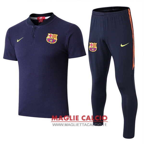 polo set completo maglia barcelona 2018-2019 blu navy