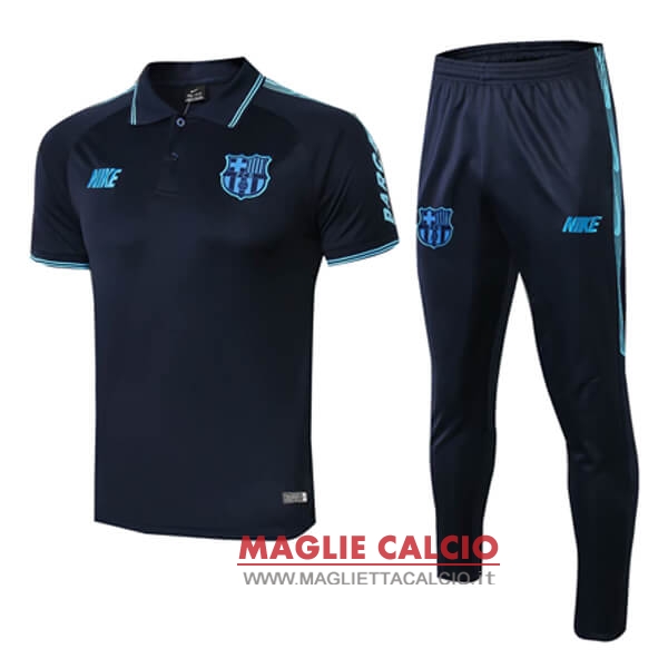 polo set completo maglia barcelona 2019-2020 nero blu