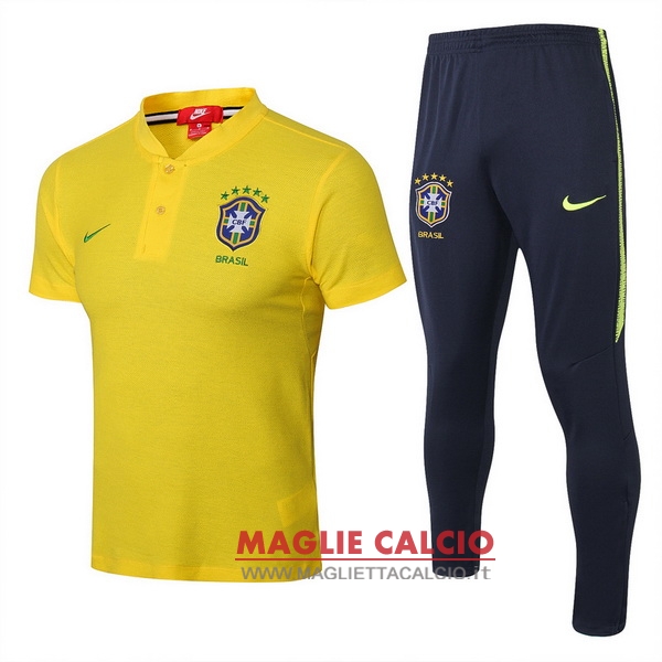 polo set completo maglia brasile 2018 giallo