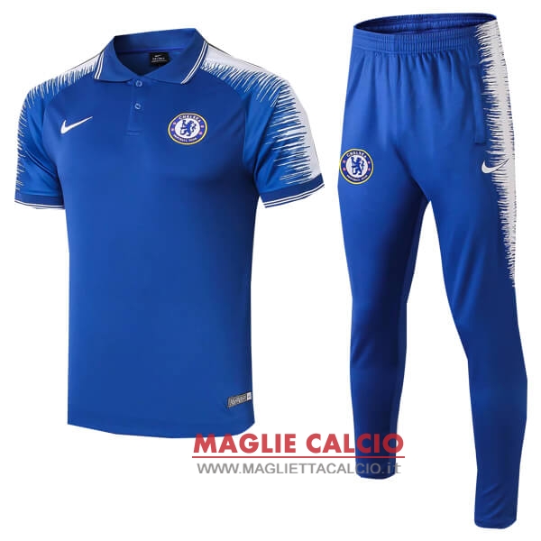 polo set completo maglia chelsea 2018-2019 blu