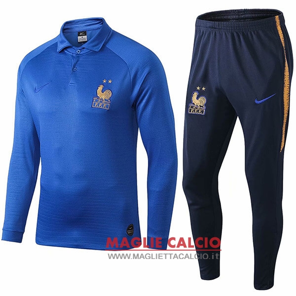 polo set completo maglia francia 100th blu