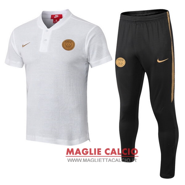 polo set completo maglia paris saint germain 2018-2019 bianco