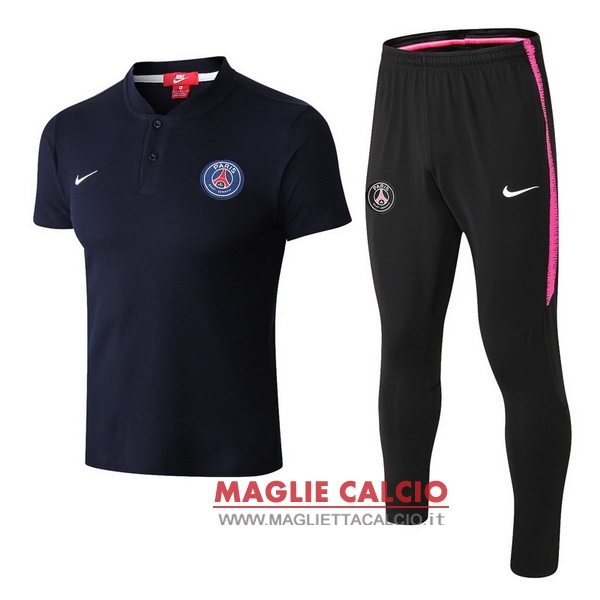 polo set completo maglia paris saint germain 2018-2019 blu